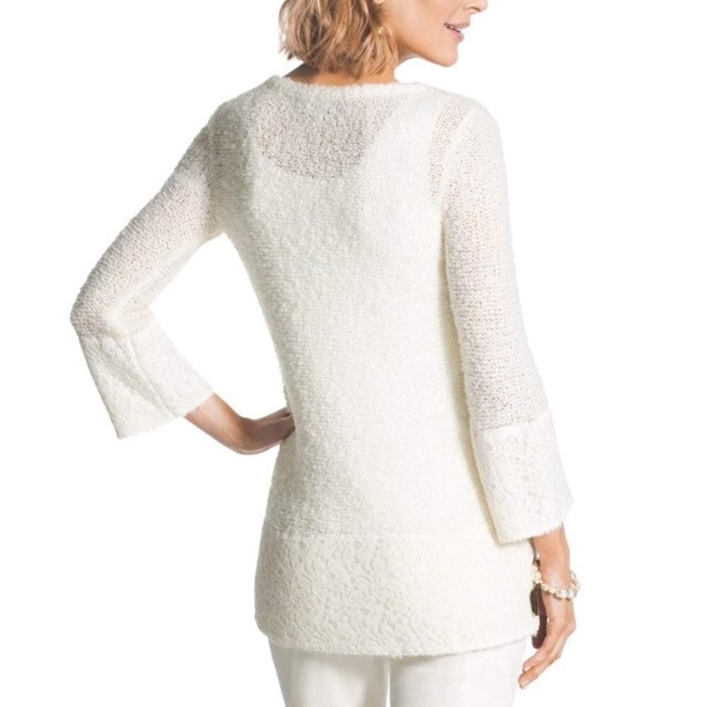 Chico’s NEW Jasmine Lace Trim Wool Blend Pullover Sweater Sz M - Picture 3 of 11